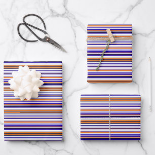 Niedlich-blaue Streifen Geschenkpapier Set