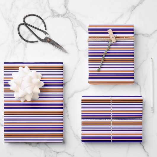 Niedlich-blaue Streifen Geschenkpapier Set (Vorderseite)