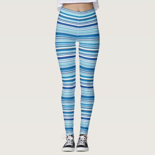 Niedlich-blaue Streifen Leggings (Vorderseite)