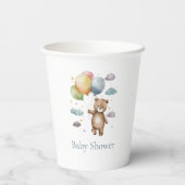 Niedlich-blaue Teddybär-Babydusche Pappbecher (Rückseite)