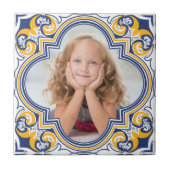 Niedlich-blaue und gelbe Azulejos, benutzerdefinie Fliese (Vorderseite)