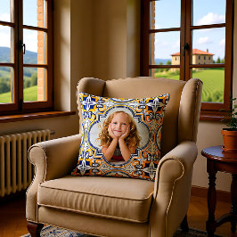 Niedlich-blaue und gelbe Azulejos, benutzerdefinie Kissen