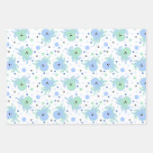 Niedlich-blaue und grüne Kraken, Streifen, Polka-D Geschenkpapier Set (Vorderseite)