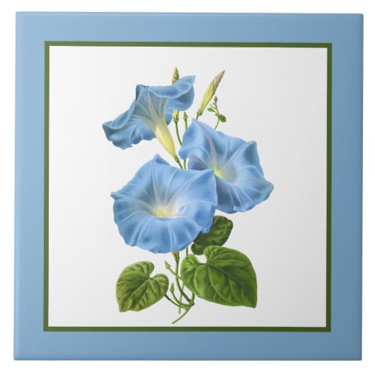 niedlich blaue Vintage Blume Fliese (Vorderseite)