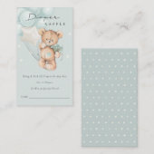 Niedlich Blauer Bärenballon Windeln Raffle Babydus Begleitkarte (Vorne/Hinten)