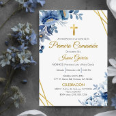 Niedlich Blauer Blumen Erste Kommune auf Spanisch Einladung