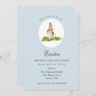 Niedlich-blauer Bunny-Osterbrunch & Eierjagd Feiertagskarte