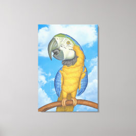 Niedlich-Blauer-Gold-Macaw-Papagei Leinwanddruck