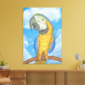 Niedlich-Blauer-Gold-Macaw-Papagei Leinwanddruck (Insitu (Wohnzimmer))