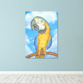 Niedlich-Blauer-Gold-Macaw-Papagei Leinwanddruck (Insitu (Holzboden))