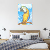 Niedlich-Blauer-Gold-Macaw-Papagei Leinwanddruck (Insitu (Schlafzimmer))