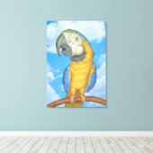 Niedlich-Blauer-Gold-Macaw-Papagei Leinwanddruck (Insitu (Holzboden))