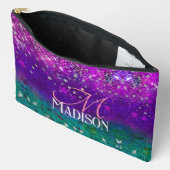Niedlich-blauer lila Glitzer Monogramm Zubehörtasche (Offen)