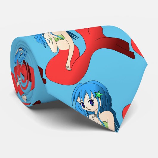 Niedlich blauer Meerjungfrau Thunder_Cove Krawatte (Gerollt)