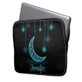 Niedlich blauer Mond und hängende Sterne Laptopschutzhülle (Vorderseite Links)