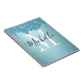 Niedlich-blaues Glitzer-Monogramm-Notebook Notizblock (Rechte Seite)