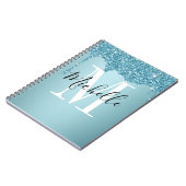 Niedlich-blaues Glitzer-Monogramm-Notebook Notizblock (Linke Seite)