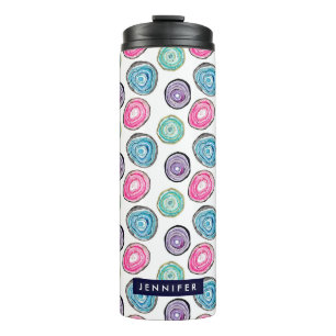 Niedlich-blaues lila-rosa Geodmuster personalisier Thermosbecher