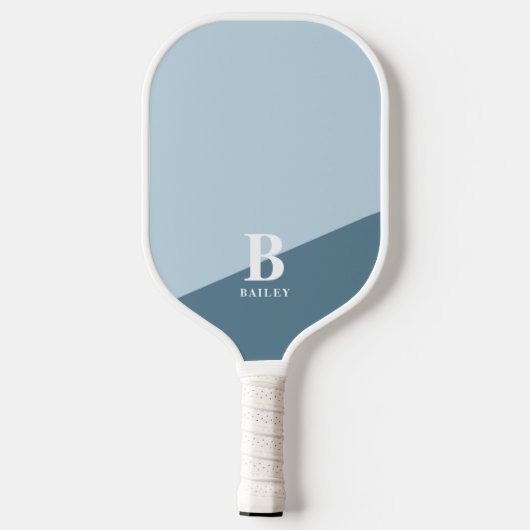 Niedlich-Blaues, modernes Monogramm Personalisiert Pickleball Schläger (Rückseite)