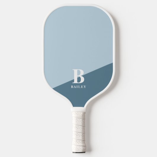 Niedlich-Blaues, modernes Monogramm Personalisiert Pickleball Schläger (Vorderseite)