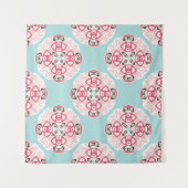 Niedlich Blaues Nahtloses abstraktes Fliesenmuster Wandteppich (Vorderseite (Horizontal))