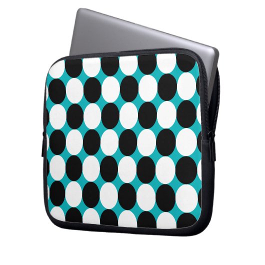 Niedlich-blaues Schwarz-Weiß-Punktvektormuster Laptopschutzhülle (Vorderseite Links)