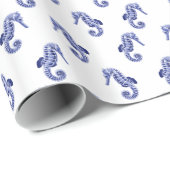 Niedlich-blaues Seepferd Geschenkpapier (Rolleneckpunkt)