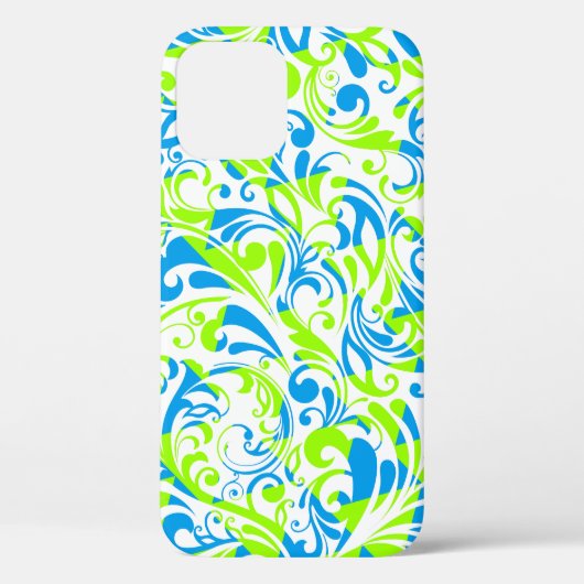 Niedlich-blaugrüne gemischte Blumenmuster Case-Mate iPhone Hülle (Rückseite)