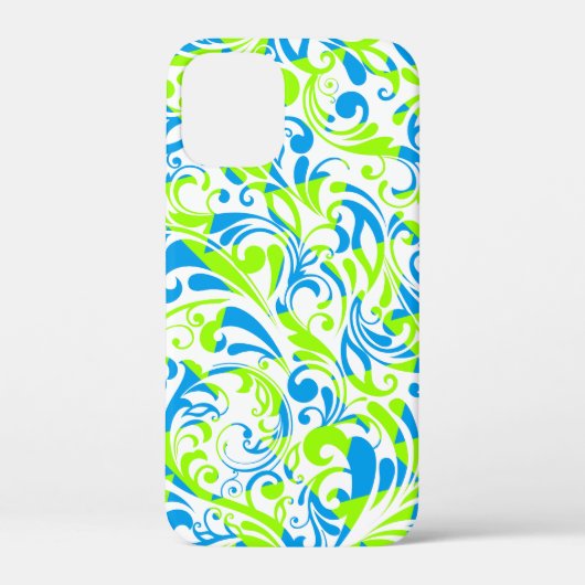 Niedlich-blaugrüne gemischte Blumenmuster Case-Mate iPhone Hülle (Rückseite)