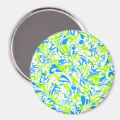 Niedlich-blaugrüne gemischte Blumenmuster Magnet (Vorderseite/Rückseite)
