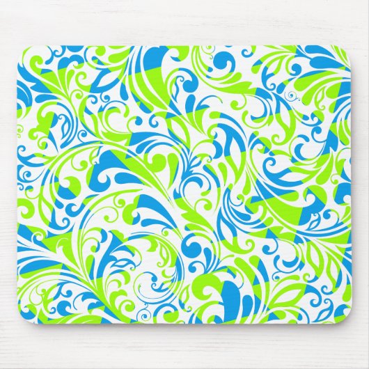 Niedlich-blaugrüne gemischte Blumenmuster Mousepad (Vorne)