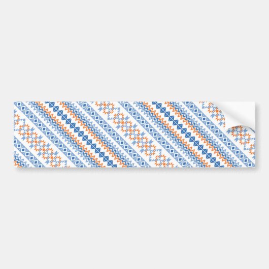 Niedlich-blauorange-Aztekenmotiv-Muster Autoaufkleber (Vorne)