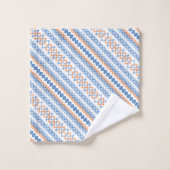 Niedlich-blauorange-Aztekenmotiv-Muster Badhandtuch Set (Waschlappen)