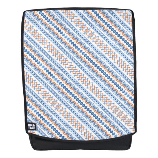 Niedlich-blauorange-Aztekenmotiv-Muster Rucksack (Vorderseite)