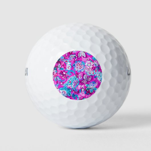 Niedlich-blaurosa Blume Golfball (Vorderseite)
