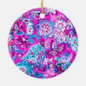 Niedlich-blaurosa Blume Keramik Ornament (Hinten)