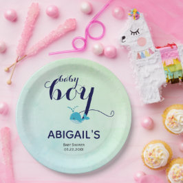 Niedlich-Blauwal-Thema Kinderdusche Pappteller