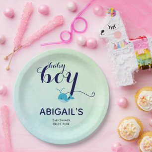 Niedlich-Blauwal-Thema Kinderdusche Pappteller