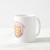Niedlich Bleibe Pawsitive Positive Pun, Funny Cat Kaffeetasse (VorderseiteRechts)