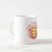 Niedlich Bleibe Pawsitive Positive Pun, Funny Cat Kaffeetasse (Vorderseite Links)