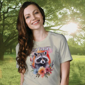 Niedlich Bleibe Trashy Raccoon Floral T-Shirt