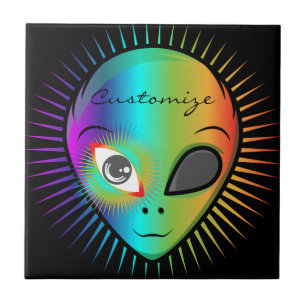 Niedlich Blinkende Alien Head Thunder_Cove Fliese