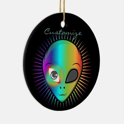 Niedlich Blinkende Alien Head Thunder_Cove Keramik Ornament (Rechts)
