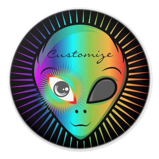 Niedlich Blinkende Alien Head Thunder_Cove Keramikknauf (Vorderseite)