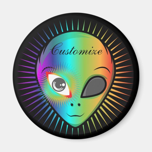 Niedlich Blinkende Alien Head Thunder_Cove Magnet (Vorne)