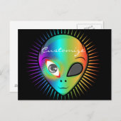 Niedlich Blinkende Alien Head Thunder_Cove Postkarte (Vorne/Hinten)