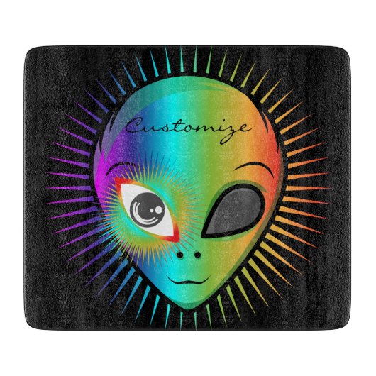 Niedlich Blinkende Alien Head Thunder_Cove Schneidebrett (Vorderseite)