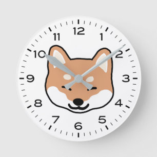 Niedlich Blinkender Shiba Inu Cartoon Dog Runde Wanduhr