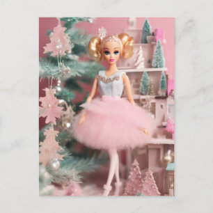 Niedlich Blond Doll Pink Retro Weihnachten Postkarte