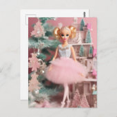 Niedlich Blond Doll Pink Retro Weihnachten Postkarte (Vorne/Hinten)